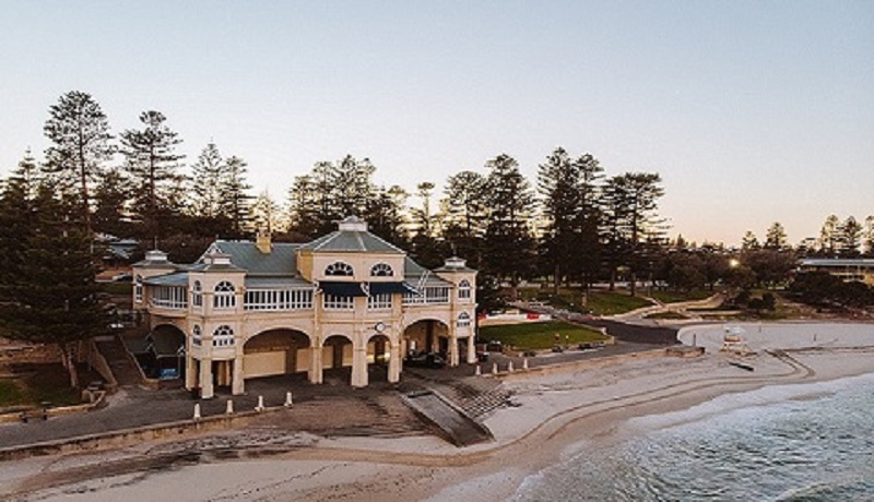 Cottesloe Beach from the ocean looking towards the Indiana Tearooms old building