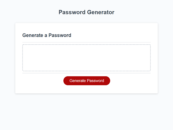 password generator app featuring input area and generate password button
